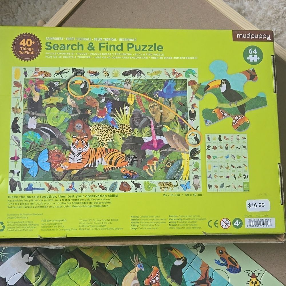 MUDPUPPY RAINFOREST SEARCH AND FIND 64-PUECE PUZZLE - Picture 3 of 6